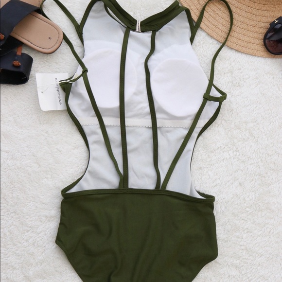 One piece army green swimsuit - Picture 2 of 4